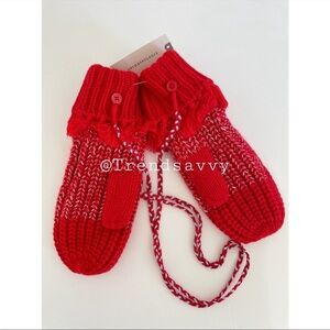 ANTHROPOLOGIE Sleeping On Snow Red Knit Mittens Tassel OS Winter NWT